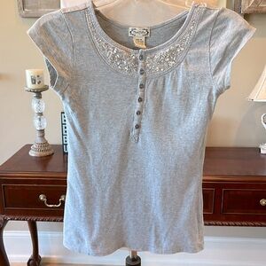 Y2K Gray Cotton Short Sleeve